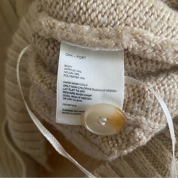 OAK + FORT Cable Knit Button Up Polo Cardigan Sweater - Picture 5 of 11